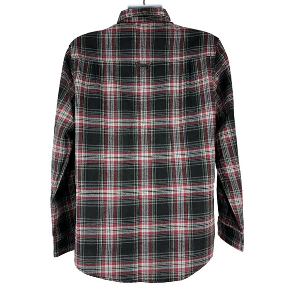 Burnside Mens Plaid Flannel Shirt Medium Black Red Check Button Down Long Sleeve - Picture 2 of 5